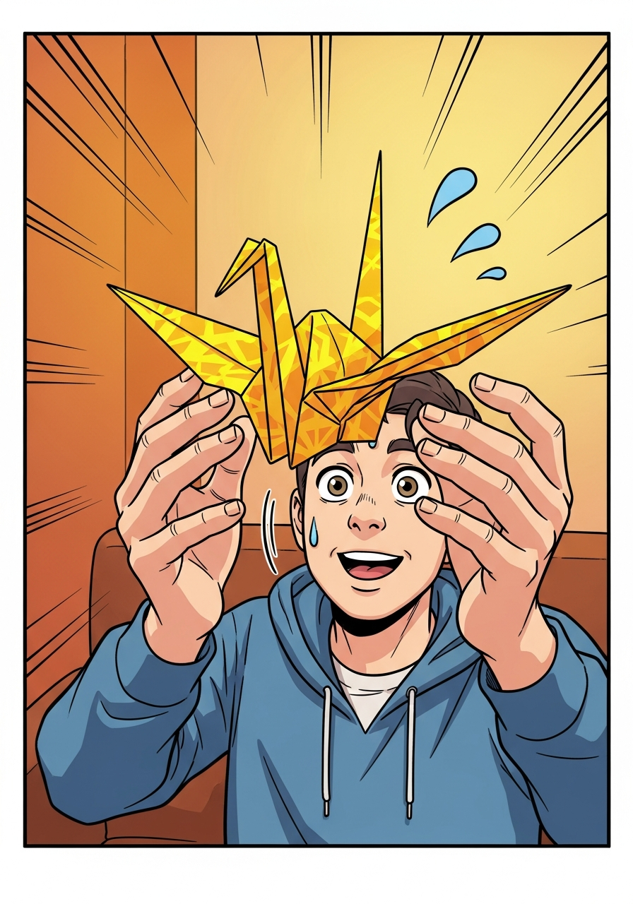 Девушка с бумажным журавликом